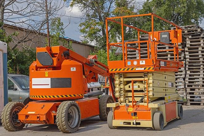 warehouse forklift in action during a busy workday in Brielle, NJ